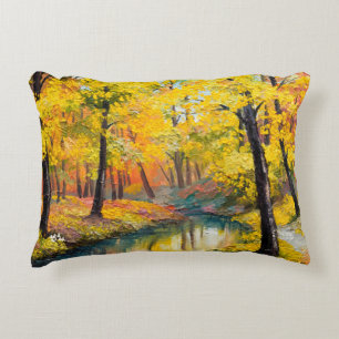 Cojín Decorativo pintura al óleo sobre lienzo - pintura forestal de