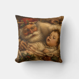 Cojín Decorativo Pintura al óleo vintage de Santa Claus en Nochebue