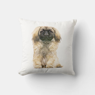 Cojín Decorativo Pintura artística en acuarela de Pekinés