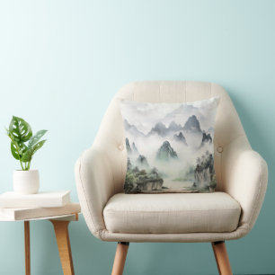Cojín Decorativo Pintura asiática de paisajes