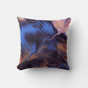 COJÍN DECORATIVO PINTURA AZUL Y BLANCA ABSTRACTA