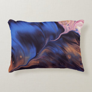 COJÍN DECORATIVO PINTURA AZUL Y BLANCA ABSTRACTA