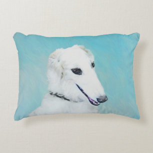 Cojín Decorativo Pintura Borzoi (blanca) - Arte Perro Original.