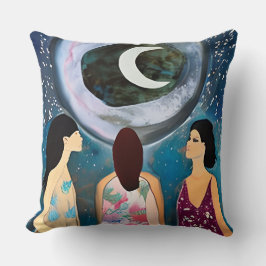 Cojín Decorativo Pintura celeste | Mujeres mirando a la luna