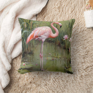 Cojín Decorativo Pintura de aceite de flamenco,