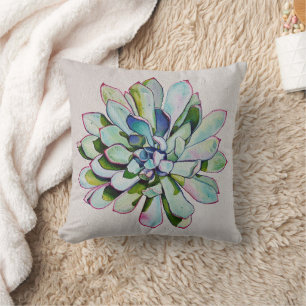 Cojín Decorativo Pintura de aceite magenta con borde de cactus Quin