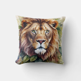 Cojín Decorativo Pintura de acuarela botánica de león