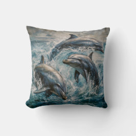 Cojín Decorativo Pintura de acuarela de delfines