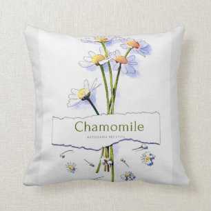 Cojín Decorativo Pintura de acuarela de época de Chamomile