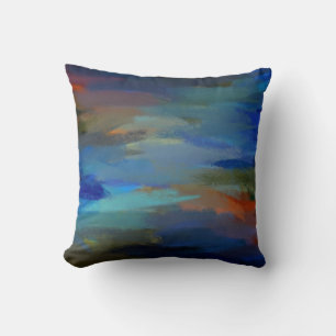 Cojín Decorativo Pintura de arte azul oscuro abstracto 6