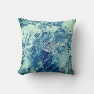 Cojín Decorativo Pintura de arte azul y blanco