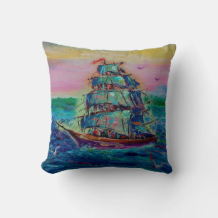 Cojín Decorativo Pintura de arte Color de la barca del aceite afort