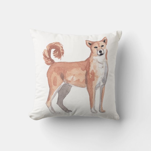 Cojín Decorativo Pintura de arte de acuarela de perro de Akita (Anverso)