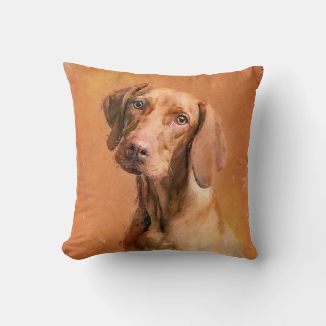 Cojín Decorativo Pintura de arte húngara de perro vizsla (Anverso)