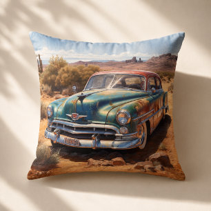 Cojín Decorativo Pintura de arte personalizada de sedán de desierto