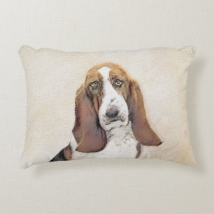 Cojín Decorativo Pintura de Basset Hound - Arte de Perro Original L