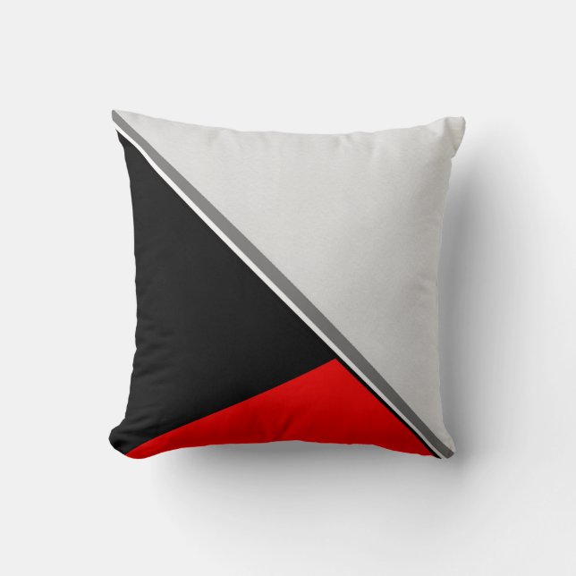 Cojín Decorativo Pintura de bloques acrílicos rojos negros (Anverso)