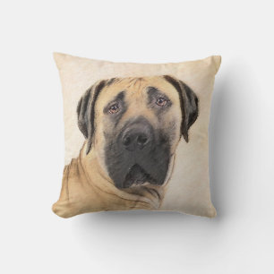 Cojín Decorativo Pintura de Boerboel - Arte Perro Original Cuto
