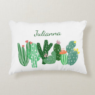 Cojín Decorativo Pintura de Boho Cactus con un nombre personalizado