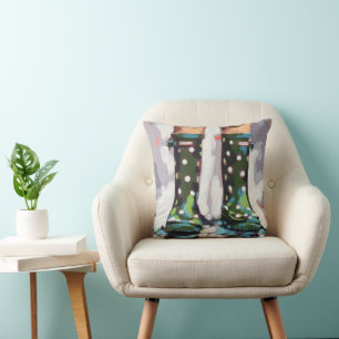 Cojín Decorativo Pintura de Botas de Lluvia - Decoración de Guarder