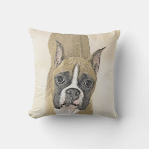 Cojín Decorativo Pintura De Boxer - Arte De Perro Original Cuto