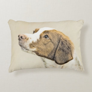 Cojín Decorativo Pintura de Brittany - Arte de perro original lindo