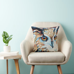 Cojín Decorativo Pintura de búho - Regalo para amantes de los anima