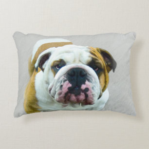 Cojín Decorativo Pintura de bulldog - Arte de perros original y lin