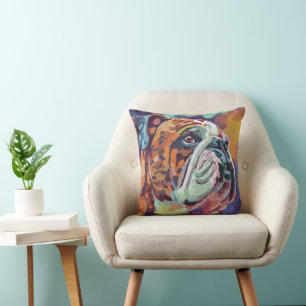 Cojín Decorativo Pintura de Bulldog -Mascota Amada por Siempre