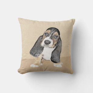 Cojín Decorativo Pintura de cachorro de abeja de Basset - Arte Perr