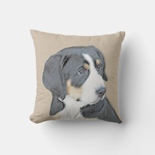 Cojín Decorativo Pintura de cachorro de perro de montaña de Berna -