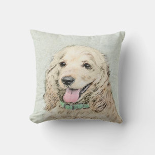 Cojín Decorativo Pintura de Cocker Spaniel Buff - Arte de Perro Ori