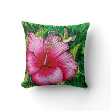 Pintura de color de agua de Hummingbird Hibiscus