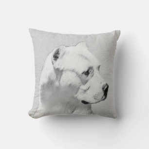 Cojín Decorativo Pintura de Dogo Argentino - Arte original del perr