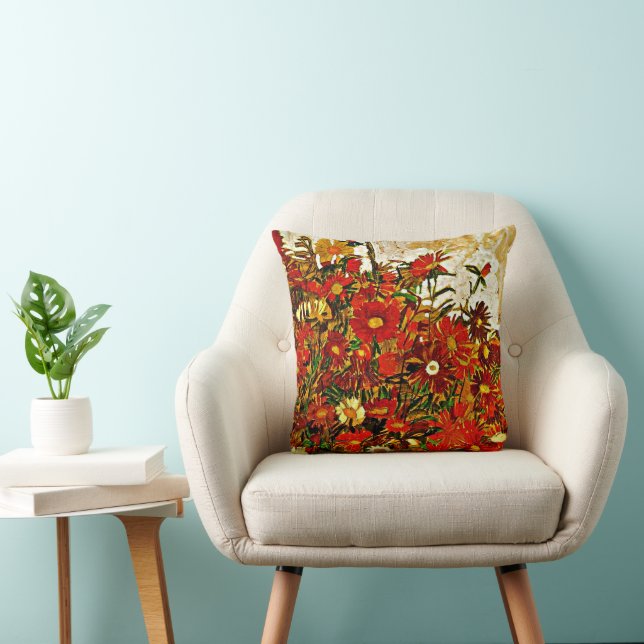 Cojín Decorativo Pintura de Egon Schiele, Campo de flores (Silla)