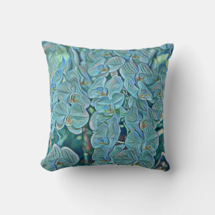 Cojín Decorativo Pintura de flores de orquídea azul púrpura lindo