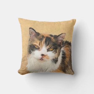 Cojín Decorativo Pintura de gato calico - Arte de gato original lin