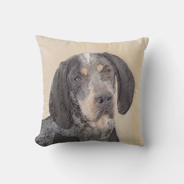 Cojín Decorativo Pintura de huevo azul - Perro original curado (Anverso)