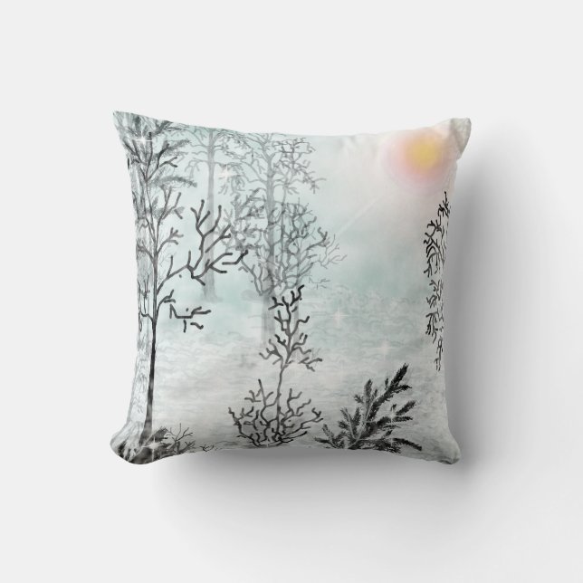 Cojín Decorativo Pintura de invierno, Navidades, invierno, acuarela (Anverso)