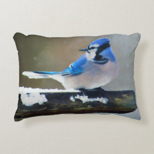 Cojín Decorativo Pintura de Jay azul - Arte de pájaro original