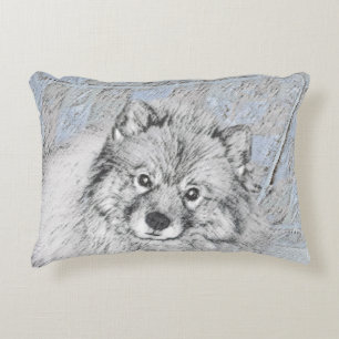 Cojín Decorativo Pintura de Keeshond Beth - Arte de Perro Original.