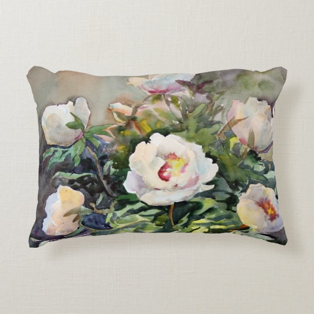 Cojín Decorativo Pintura de la acuarela de las flores hermosas (Anverso)