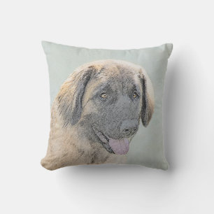 Cojín Decorativo Pintura de Leonberger - Arte de Perro Original.