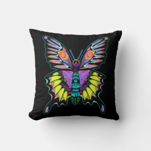 Cojín Decorativo Pintura de mariposa de paz psicodélica