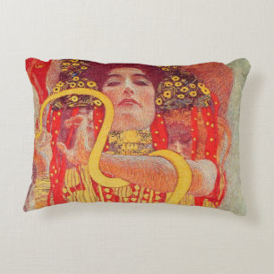 Cojín Decorativo Pintura de mujer roja con serpiente de oro de Gust