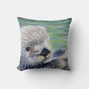 Cojín Decorativo Pintura de nutria marina