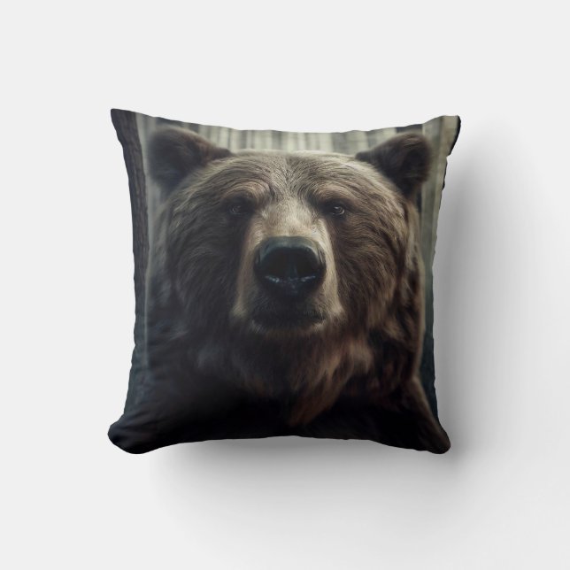 Cojín Decorativo Pintura de oso pardo (Anverso)