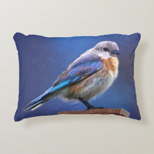 Cojín Decorativo Pintura de pájaro azul (hembra) - Arte de pájaros 