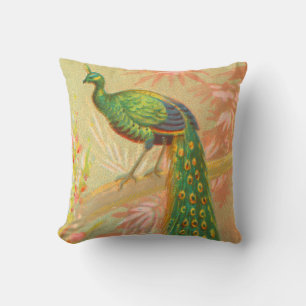 Cojín Decorativo Pintura de pavo real y flores