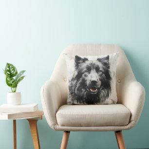 Cojín Decorativo Pintura de perro con tinta